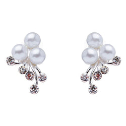 Collection of Enchanting Silver-Plated Floral Pearl Necklace & Earring Set – Perfect for Weddings in a gallery layout