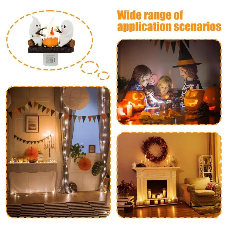 Collection of Ghost Campfire Flickering Night Light 2024 Halloween Festival Lantern Fire Night Light Wall Decoration Lovely Lamp in a gallery layout