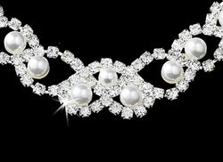 Collection of Timeless White Pearl Necklace & Earring Set – For a Wedding Day Shine Like No Other! in a gallery layout