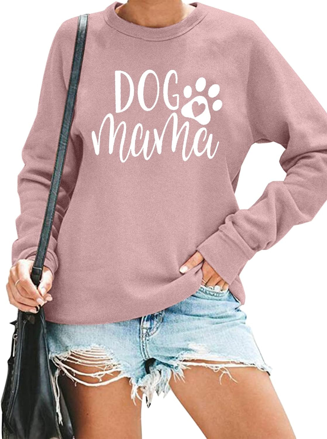 Adorable Dog Mom Sweatshirt - Cute Pullover for Proud Dog Mamas - Stylish Long Sleeve Tee with Fun Letter Print!