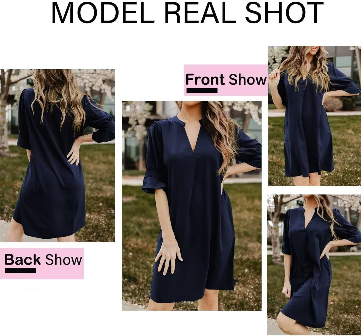 Elegant V-Neck Flowy Summer Shift Dress for Women – Casual, Lightweight & Stylish