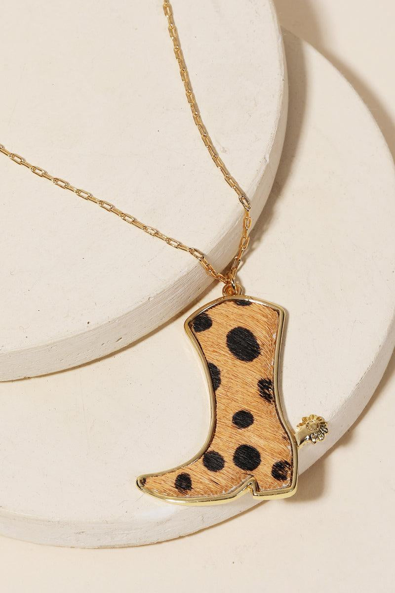 Collection of Wild West Leopard Cowboy Boot Pendant Necklace - Unleash Your Inner Cowgirl! in a gallery layout