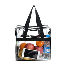 Collection of 2X Clear PVC Tote Bag Women Large Transparent Handbag Zip Purse Stadium Security in a gallery layout