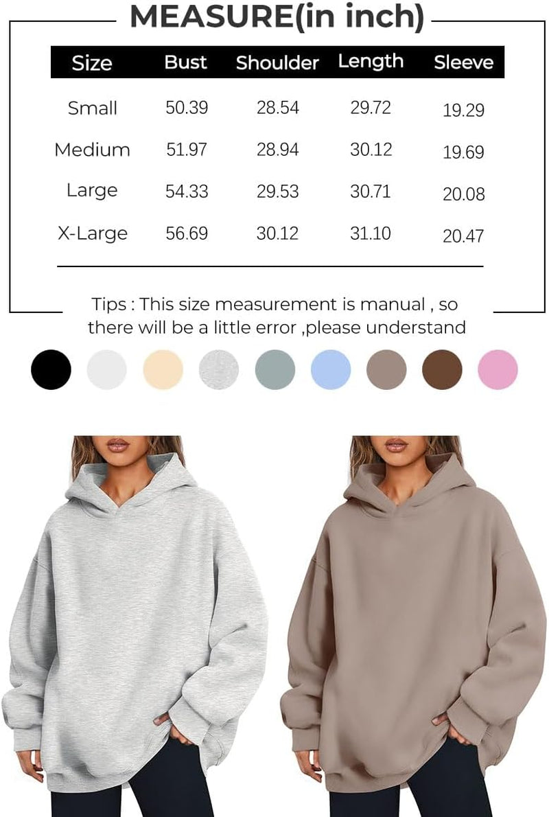 Cozy Oversized Women's Fleece Hoodie - Comfy Casual Pullover Sweatshirt for Fall & Winter