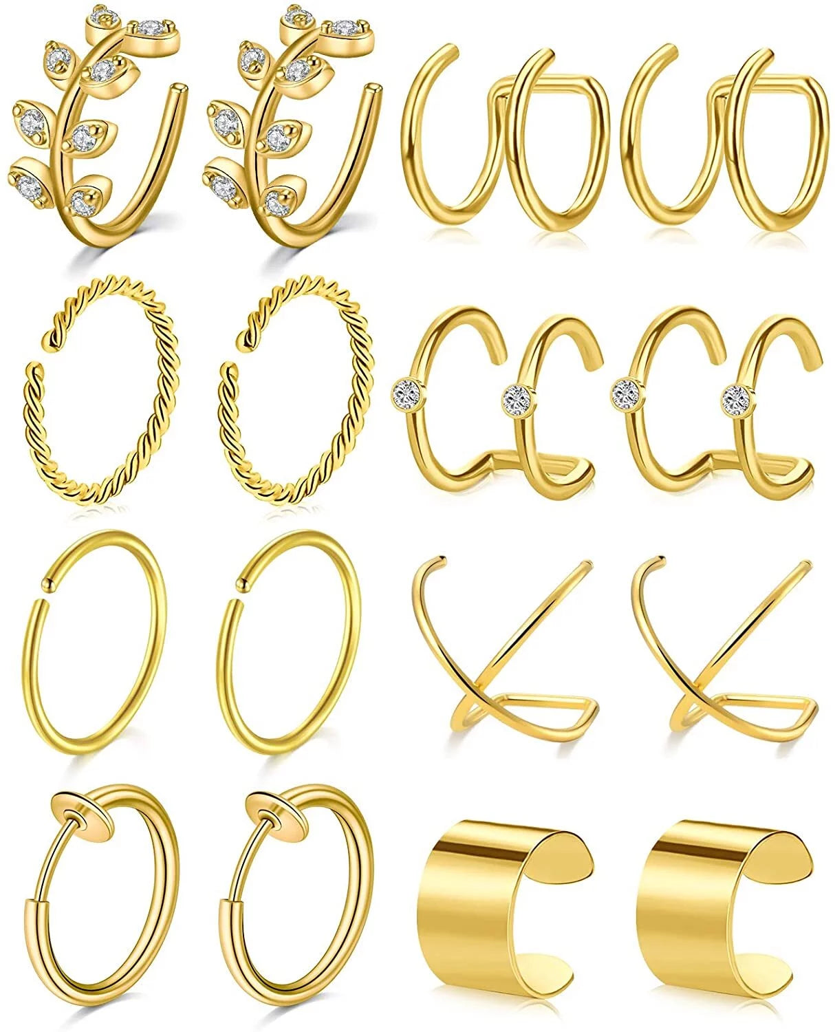 No-Pierce Glam Ear Cuff Set – Non-Piercing Hoop Earrings for Effortless Style