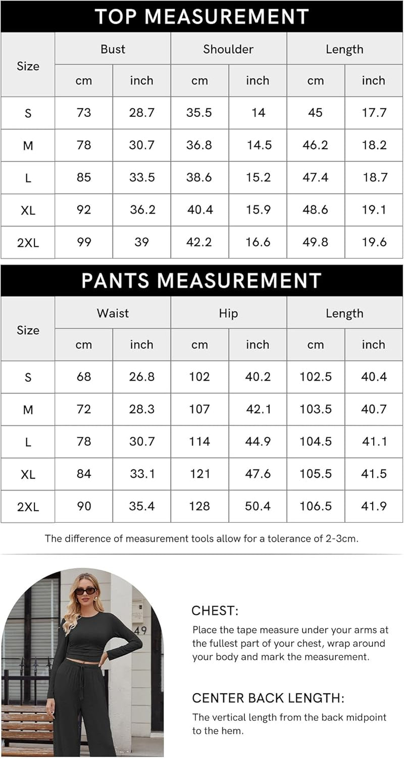 Women'S Lounge Sets 2 Piece Ruched Long Sleeve Tops and High Waisted Wide Leg Pants Tracksuit Sets