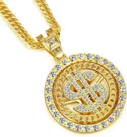 Collection of Costume Gold Chain for Men Spinner Dollar Sign Necklaces 36 Inches in a gallery layout