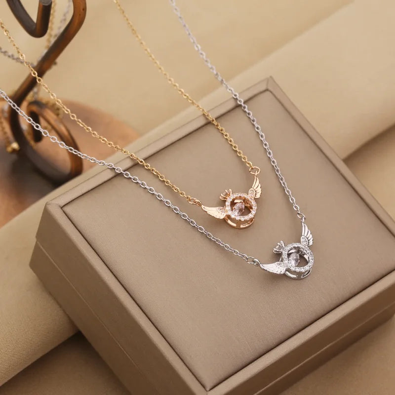 Collection of Heart-Beating Clavicle Chain with Smart Angel Wing in a gallery layout