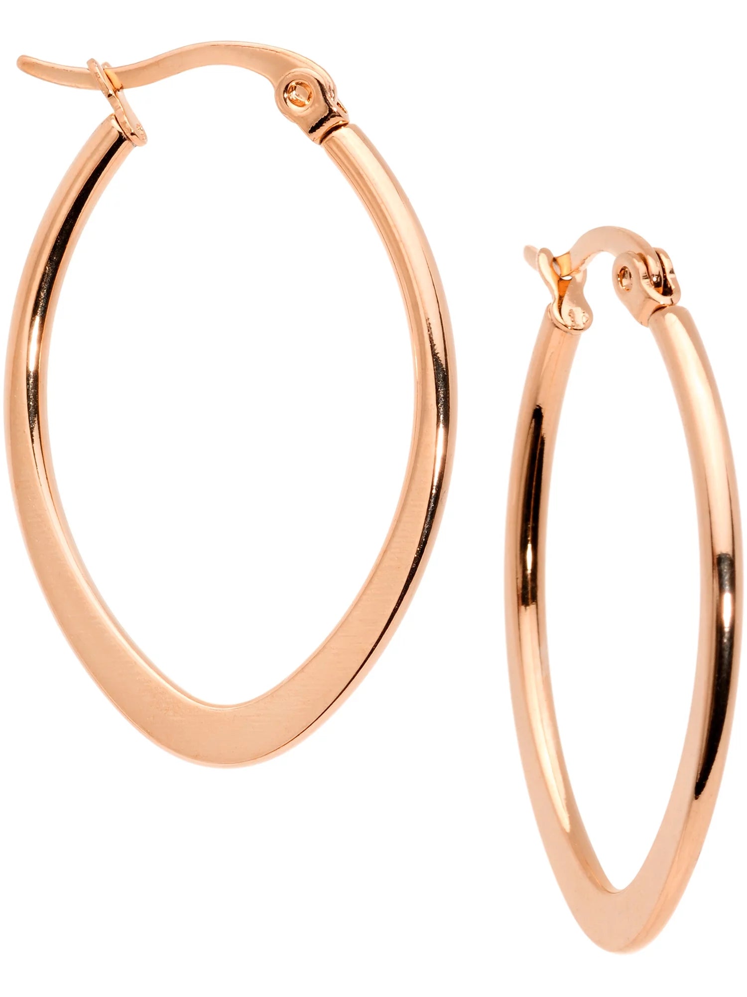 Radiant Rose Gold Oval Hoop Earrings - 30mm Stainless Steel Statement Hoops for Women