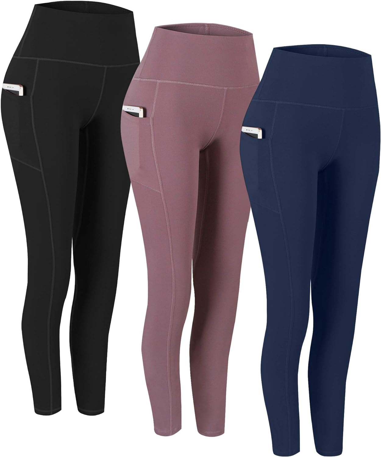 Collection of 2-Pack High-Waist Yoga Pants with Pockets – Tummy Control, 4-Way Stretch, Perfect for Workout, Running & More! in a gallery layout