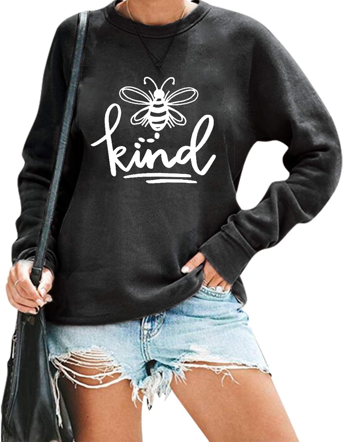 Bee Kind Shirt Women Be Kind Sweatshirt Cute Bee Graphic Shirts Funny Inspirational Casual Tops