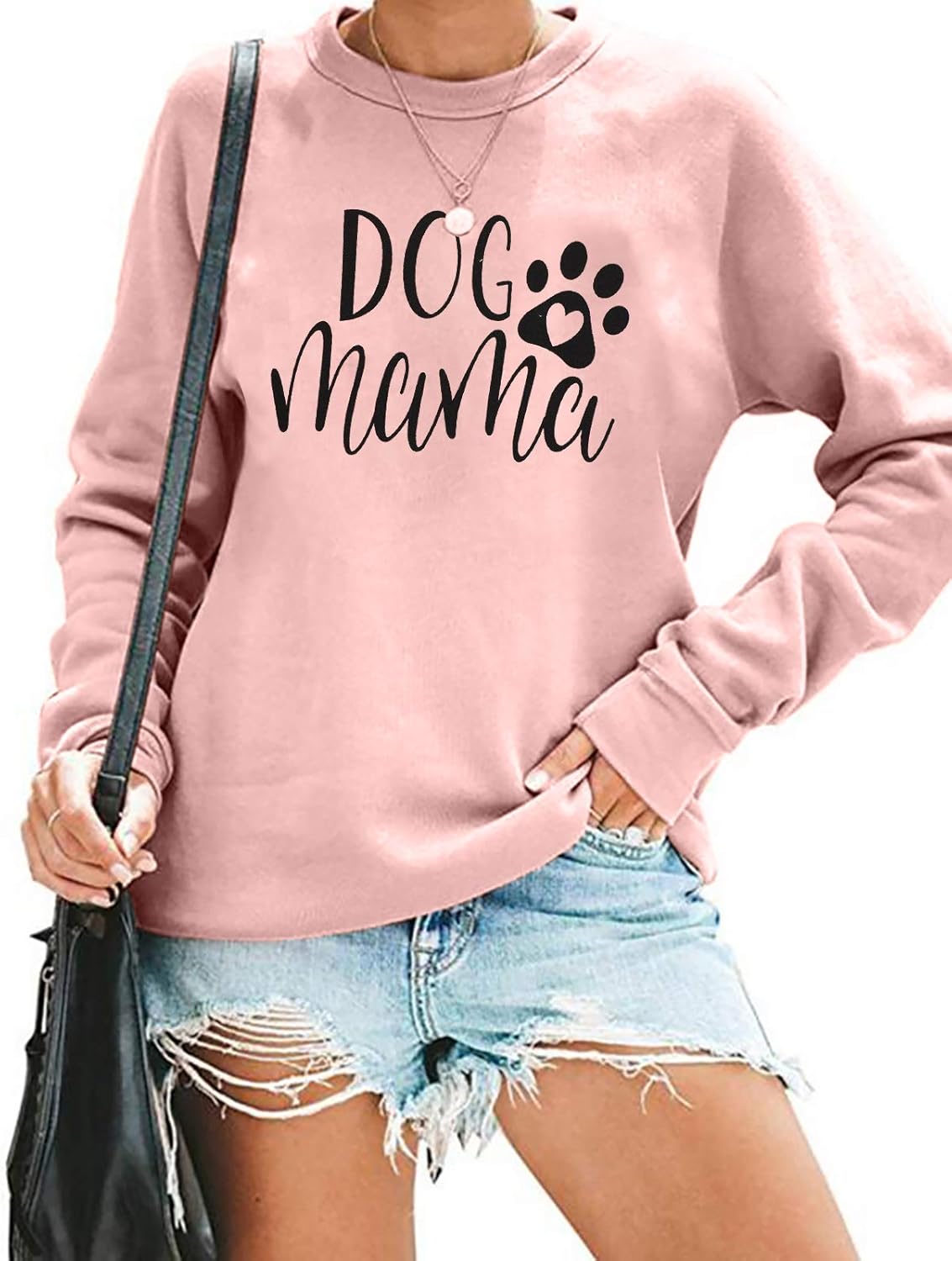 Adorable Dog Mom Sweatshirt - Cute Pullover for Proud Dog Mamas - Stylish Long Sleeve Tee with Fun Letter Print!