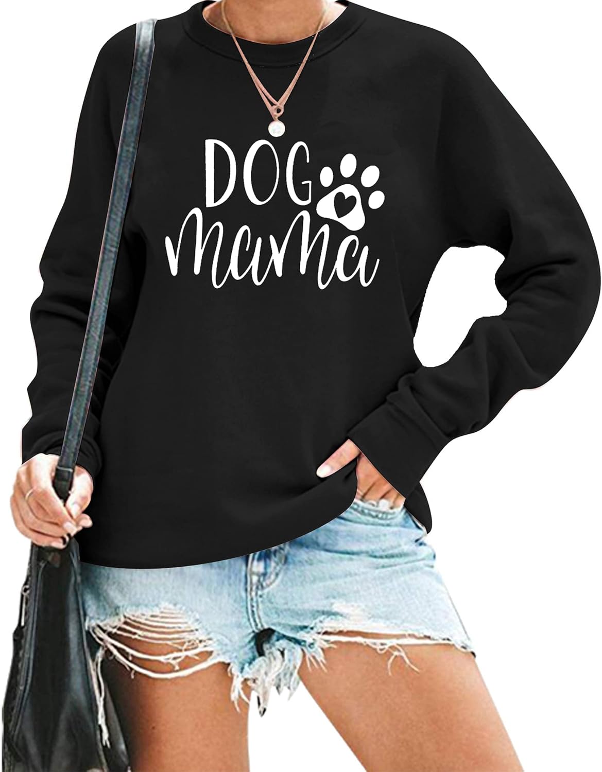 Collection of Adorable Dog Mom Sweatshirt - Cute Pullover for Proud Dog Mamas - Stylish Long Sleeve Tee with Fun Letter Print! in a gallery layout