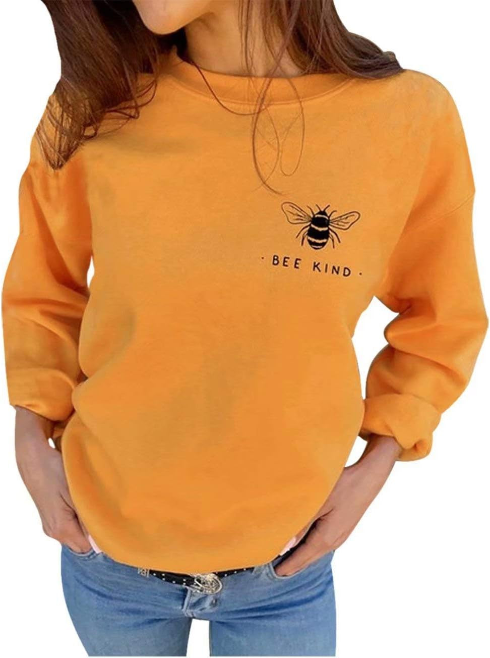 Bee Kind Shirt Women Be Kind Sweatshirt Cute Bee Graphic Shirts Funny Inspirational Casual Tops