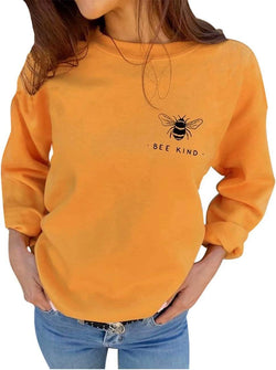 Collection of Bee Kind Shirt Women Be Kind Sweatshirt Cute Bee Graphic Shirts Funny Inspirational Casual Tops in a gallery layout