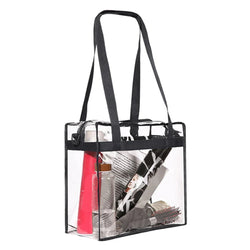 Collection of 2X Clear PVC Tote Bag Women Large Transparent Handbag Zip Purse Stadium Security in a gallery layout