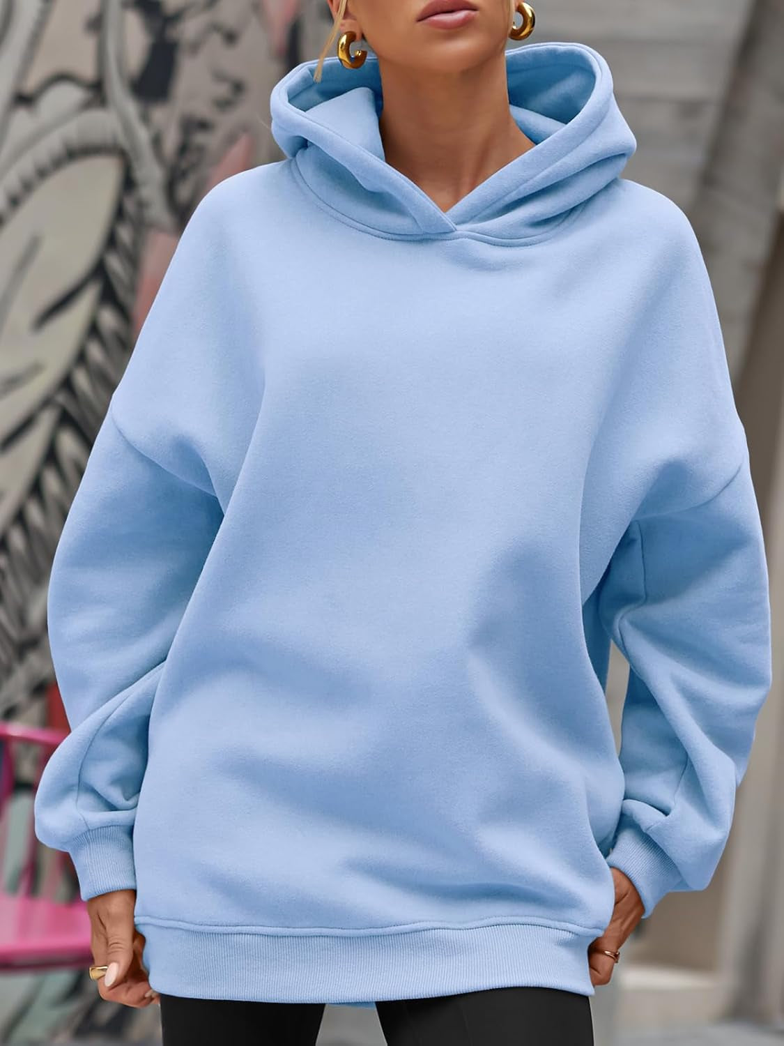 Collection of Cozy Oversized Women's Fleece Hoodie - Comfy Casual Pullover Sweatshirt for Fall & Winter in a gallery layout