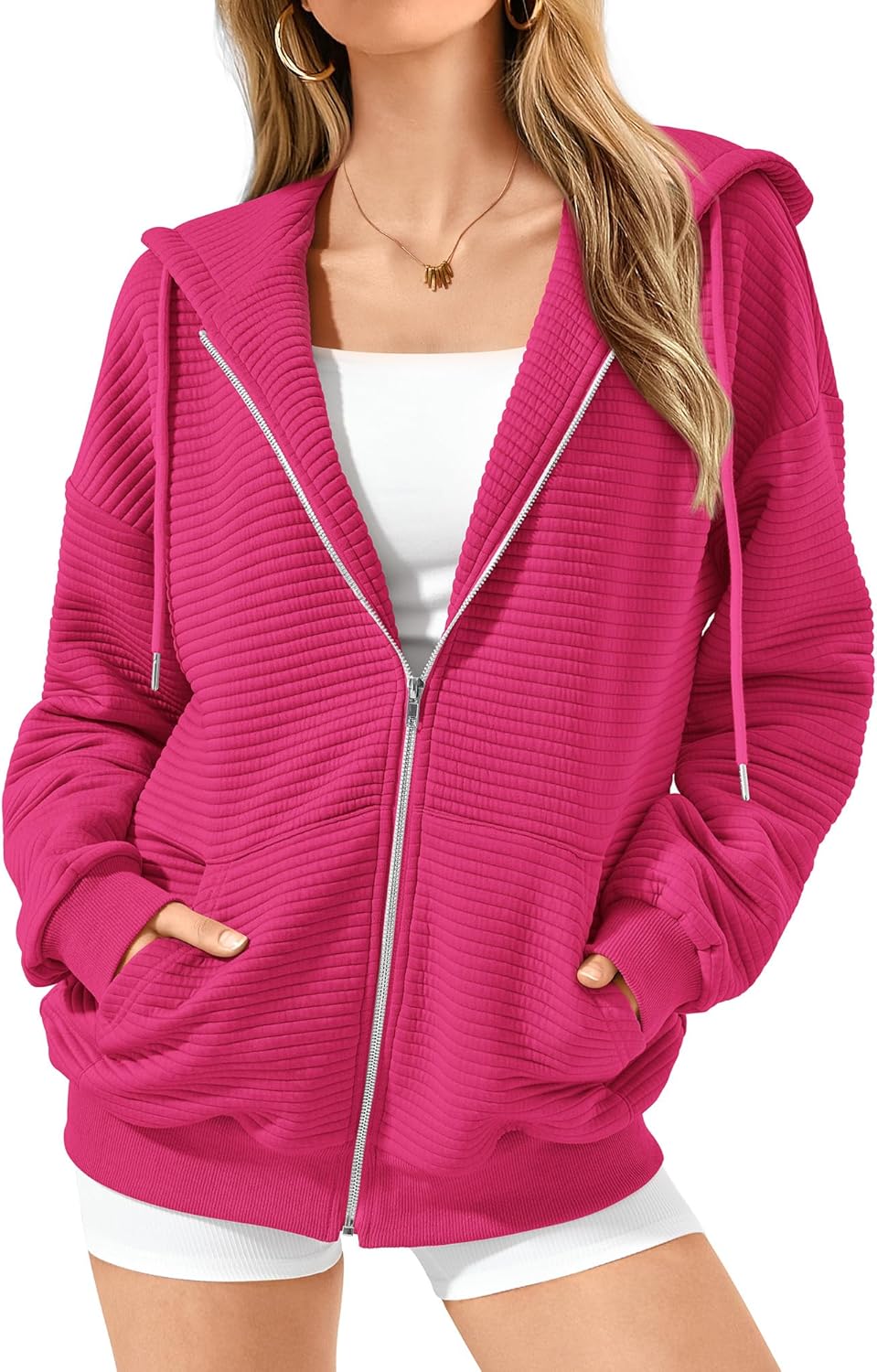 2024 Women's Oversized Zip-Up Hoodie - Cozy Long Sleeve Fall Sweatshirt Jacket | Casual & Stylish Outfit Essential