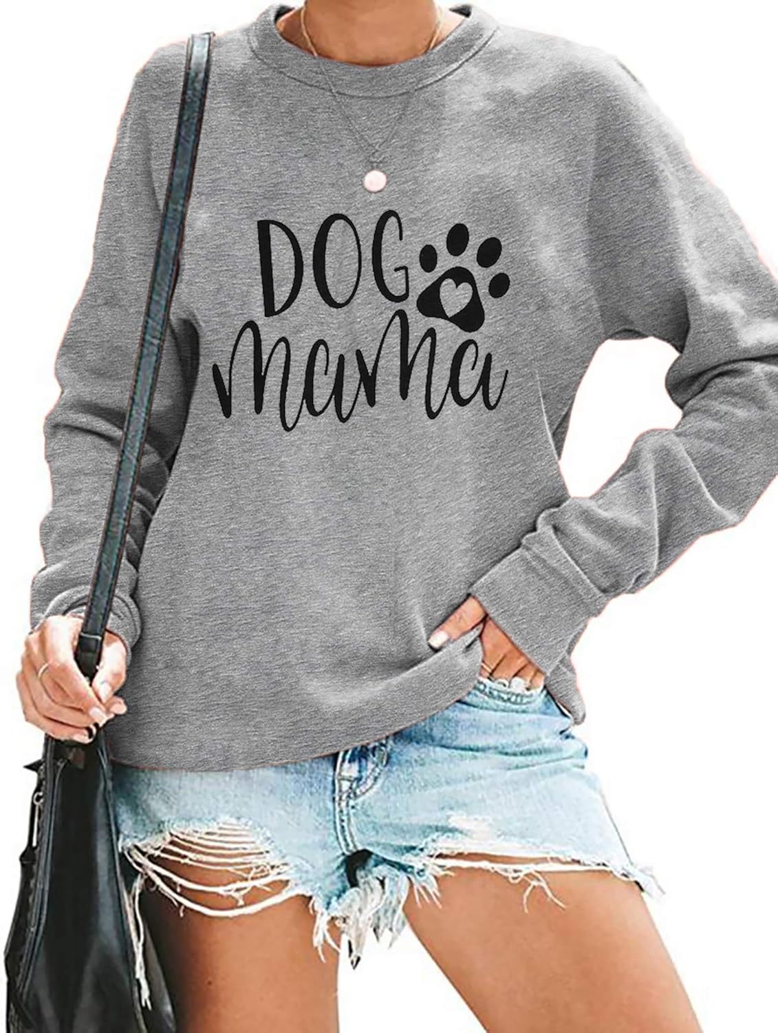 Collection of Adorable Dog Mom Sweatshirt - Cute Pullover for Proud Dog Mamas - Stylish Long Sleeve Tee with Fun Letter Print! in a gallery layout