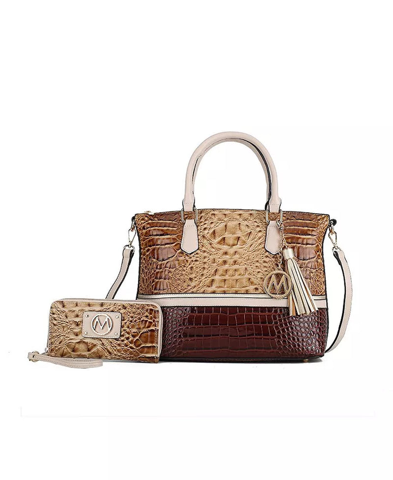 Fall for Fierce Style: Croco Chic Tote & Wallet Set by Mia K! 🍂🐊💼