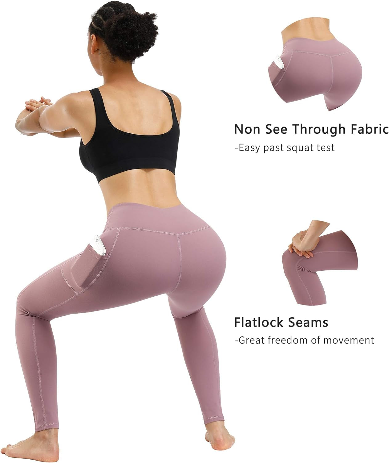 Collection of 2-Pack High-Waist Yoga Pants with Pockets – Tummy Control, 4-Way Stretch, Perfect for Workout, Running & More! in a gallery layout