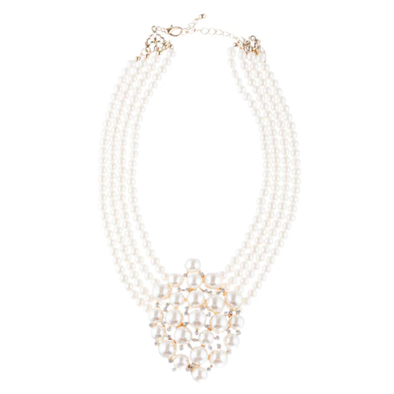 Gold Bridal Pearl & Crystal Necklace Set – V-Drop Glam