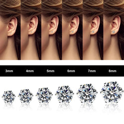 Collection of 12-Pair Surgical Steel Cubic Zirconia Stud Earrings Set - Hypoallergenic Black & White Studs (3mm-8mm) in a gallery layout