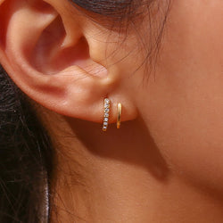 Collection of Crystal Paved Double Layer Hollow Huggie Earrings for Ladies in a gallery layout