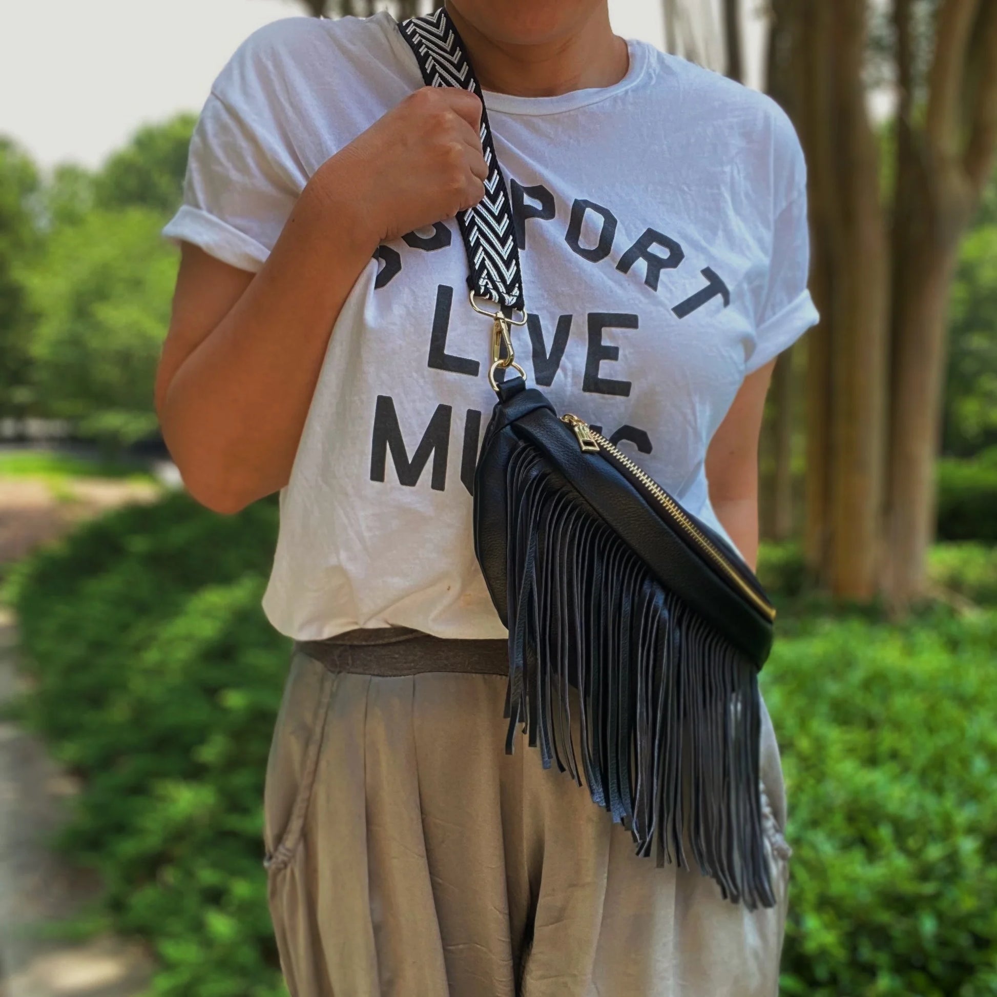 Vegan Leather Fringed or Not Sling Bag