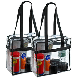 Collection of 2X Clear PVC Tote Bag Women Large Transparent Handbag Zip Purse Stadium Security in a gallery layout