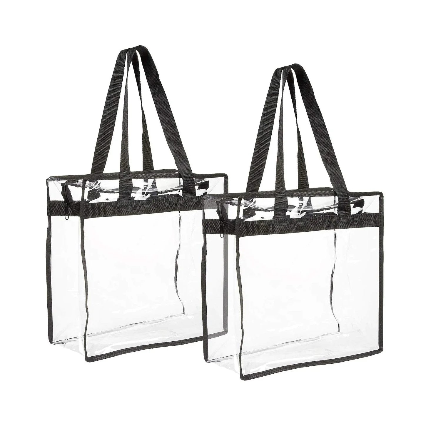 Collection of 2X Clear PVC Tote Bag Women Large Transparent Handbag Zip Purse Stadium Security in a gallery layout