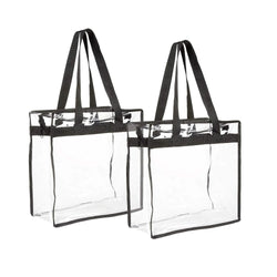 Collection of 2X Clear PVC Tote Bag Women Large Transparent Handbag Zip Purse Stadium Security in a gallery layout