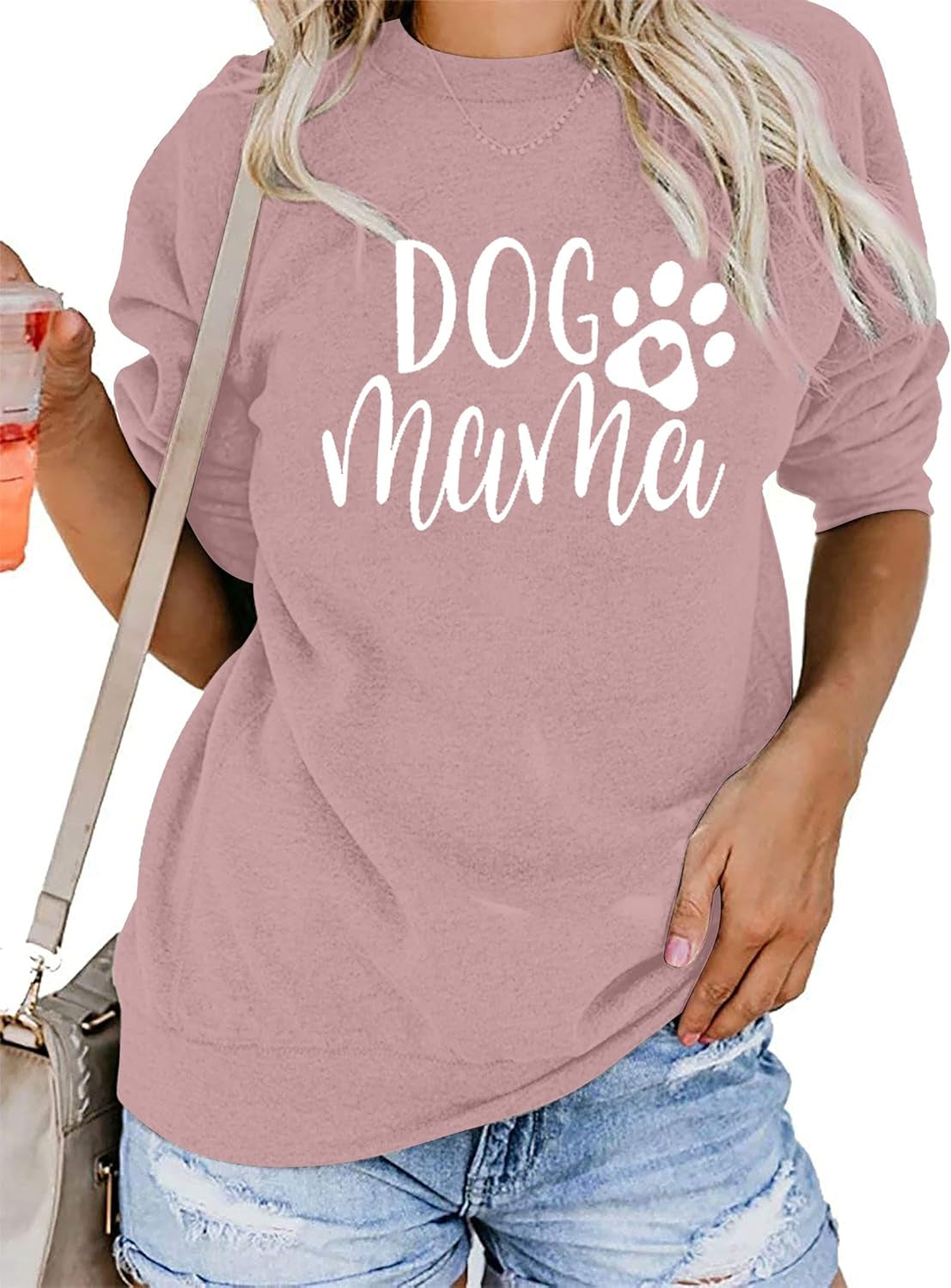 Adorable Dog Mom Sweatshirt - Cute Pullover for Proud Dog Mamas - Stylish Long Sleeve Tee with Fun Letter Print!