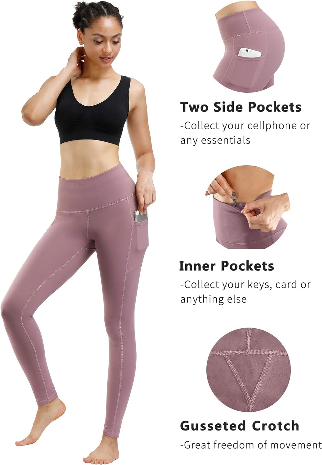 Collection of 2-Pack High-Waist Yoga Pants with Pockets – Tummy Control, 4-Way Stretch, Perfect for Workout, Running & More! in a gallery layout