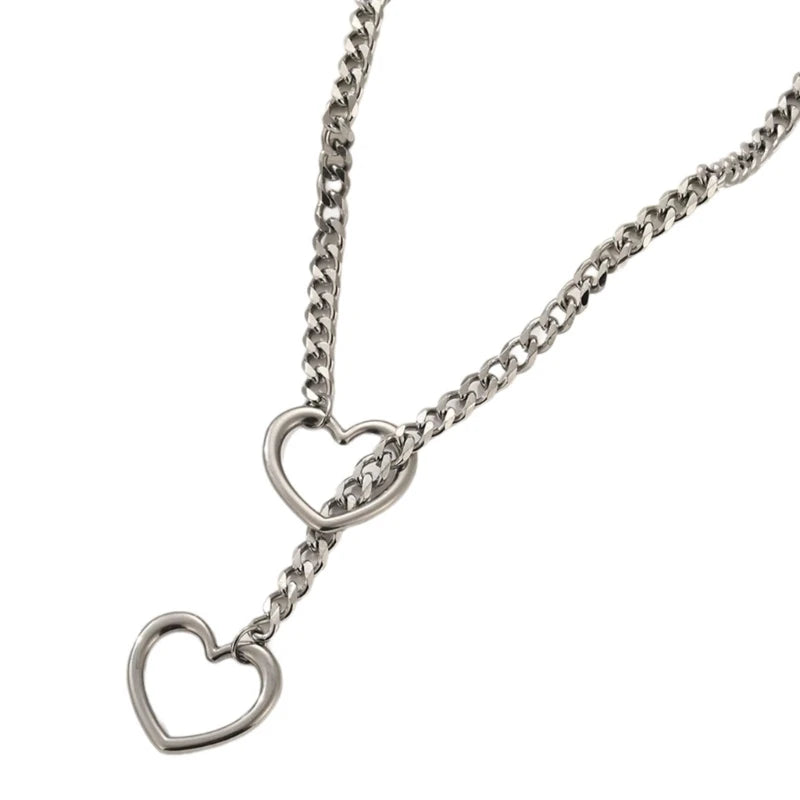 Heart O-Ring Punk Rock Cuban Long Necklace