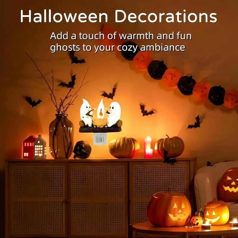 Collection of Ghost Campfire Flickering Night Light 2024 Halloween Festival Lantern Fire Night Light Wall Decoration Lovely Lamp in a gallery layout