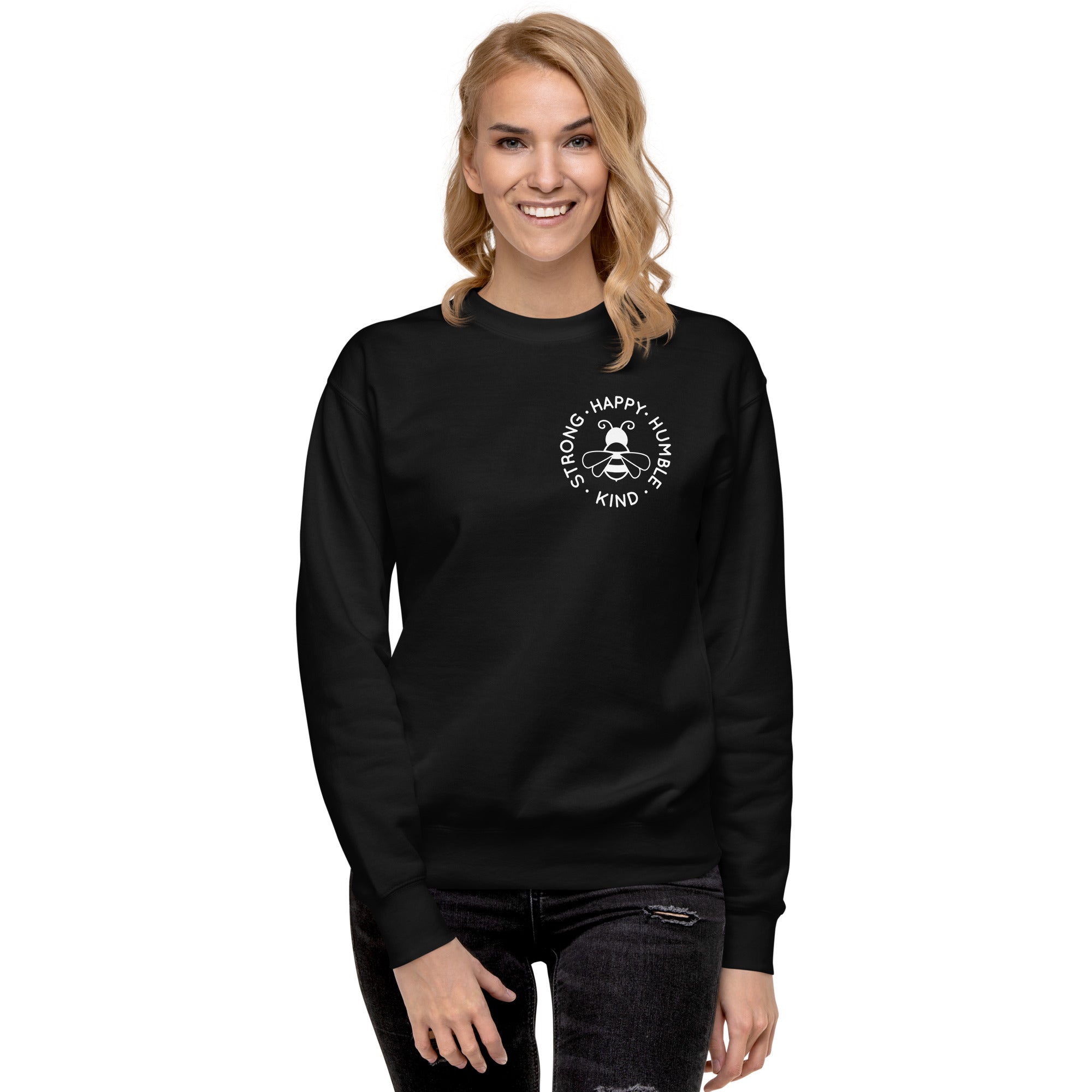 Collection of Bee Strong, Happy, Humble & Kind Sweatshirt – Embrace Positivity in Cozy Style! in a gallery layout