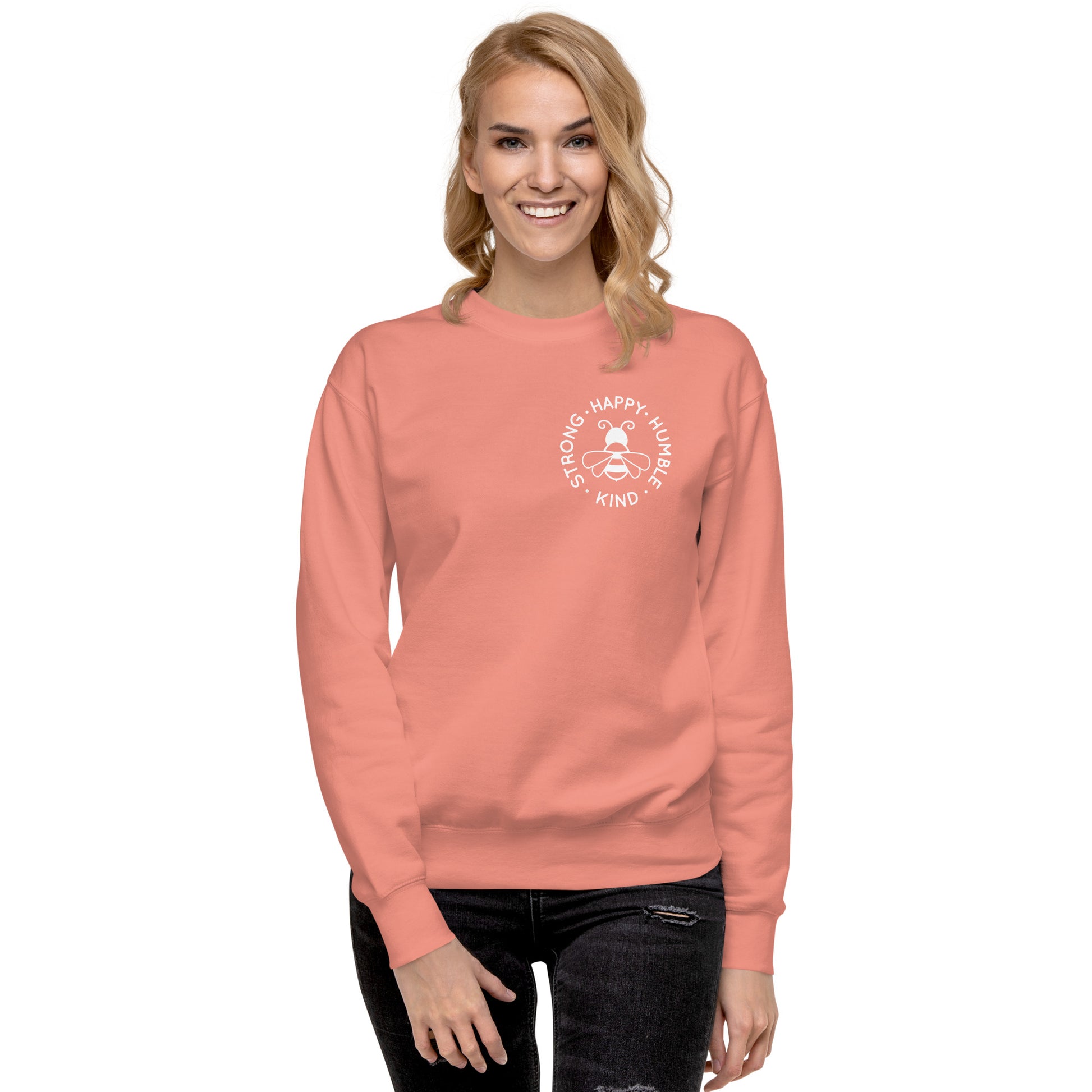 Bee Strong, Happy, Humble & Kind Sweatshirt – Embrace Positivity in Cozy Style!