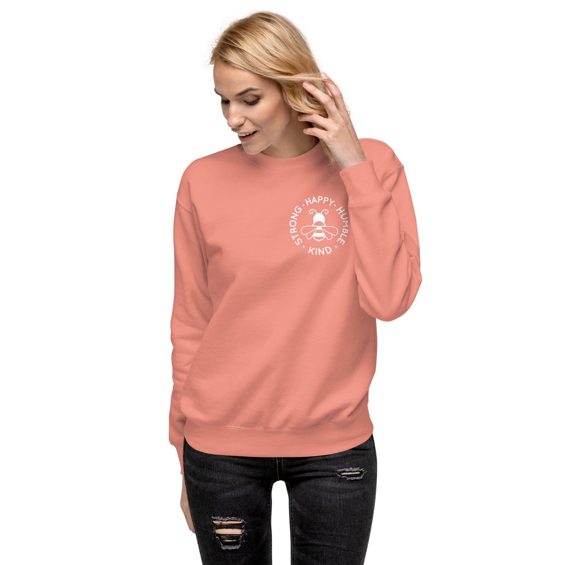 Bee Strong, Happy, Humble & Kind Sweatshirt – Embrace Positivity in Cozy Style!