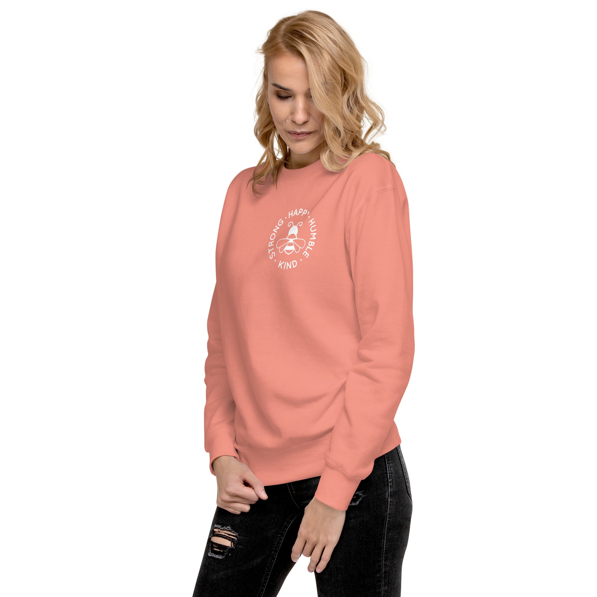 Bee Strong, Happy, Humble & Kind Sweatshirt – Embrace Positivity in Cozy Style!