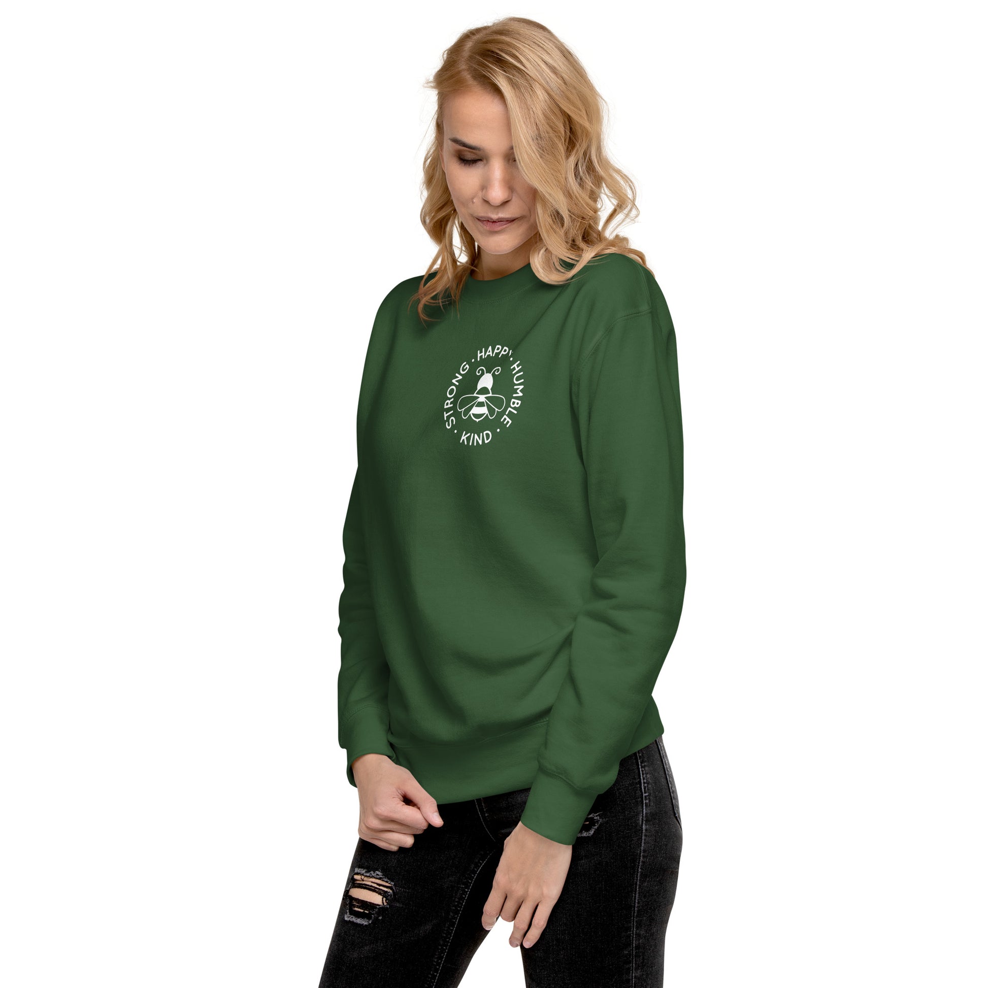 Bee Strong, Happy, Humble & Kind Sweatshirt – Embrace Positivity in Cozy Style!