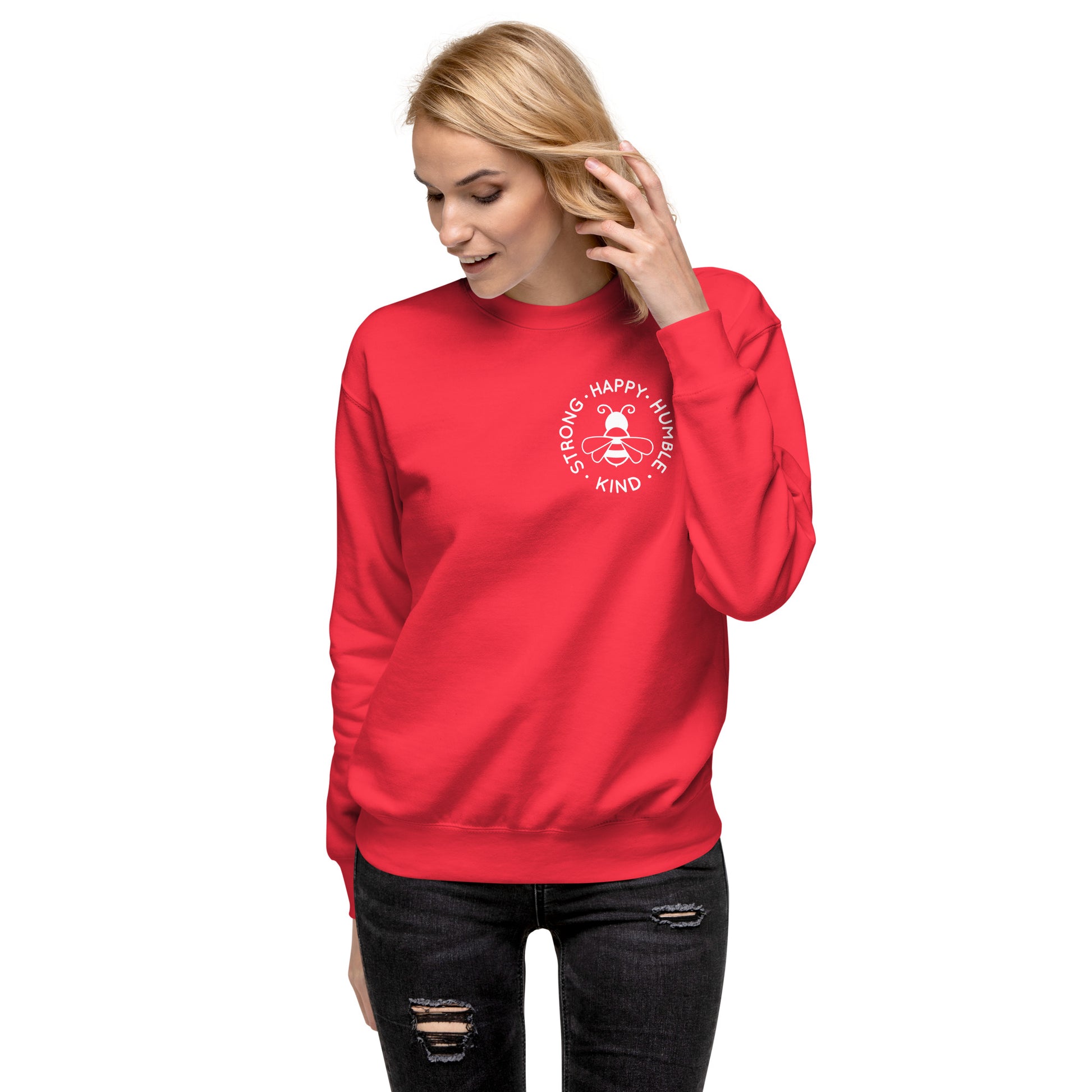 Bee Strong, Happy, Humble & Kind Sweatshirt – Embrace Positivity in Cozy Style!